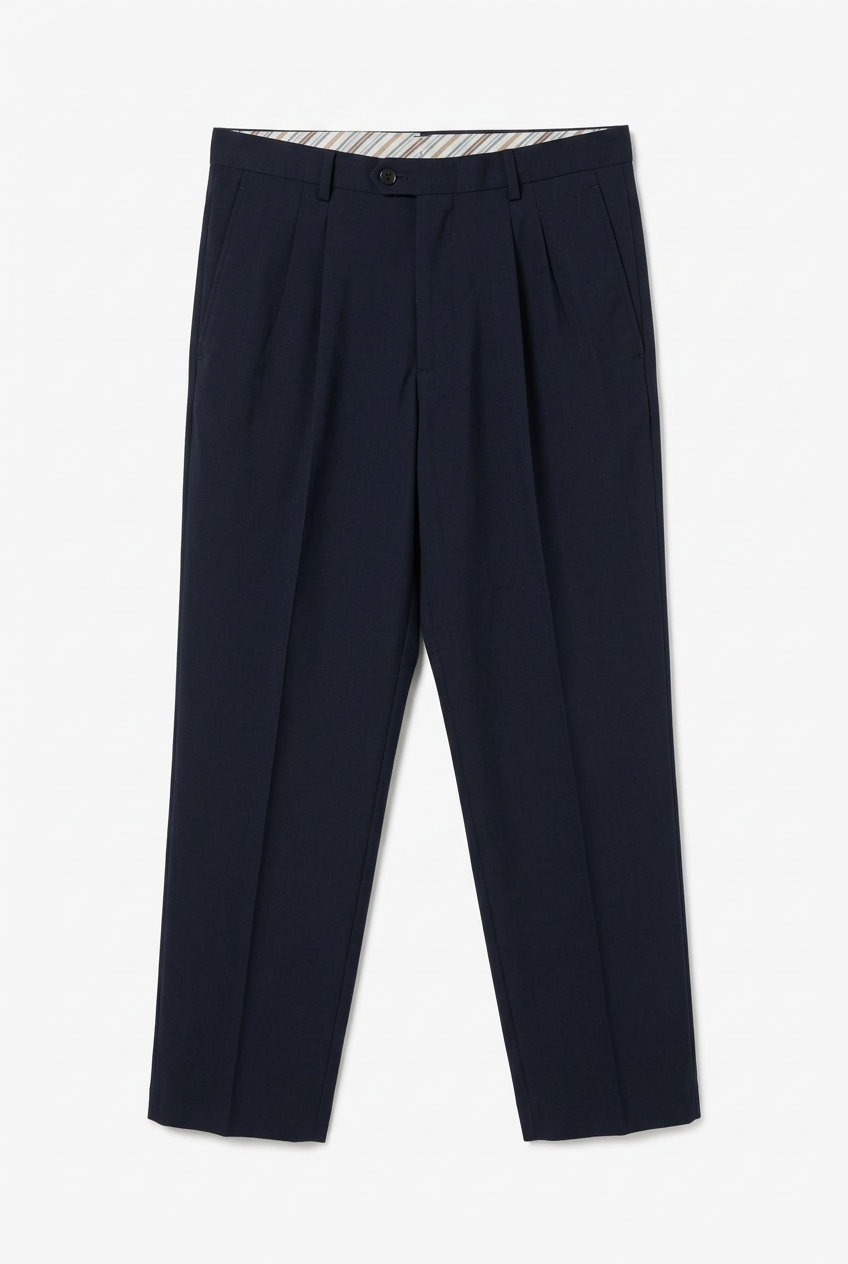Pantaloni blu navy, foto del solo capo